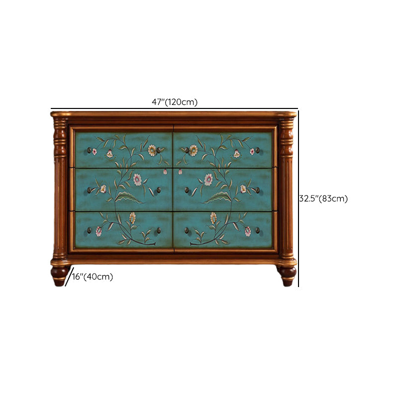Commode de rangement en bois de commode traditionnelle ornée avec tiroirs pour chambre à coucher