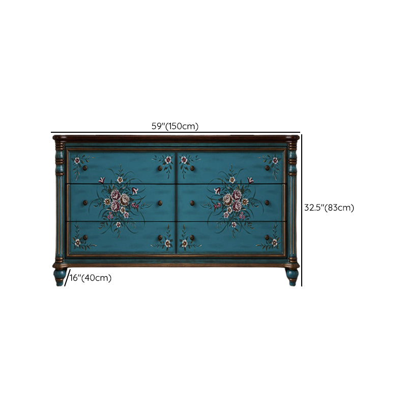 Commode de rangement en bois de commode traditionnelle ornée avec tiroirs pour chambre à coucher