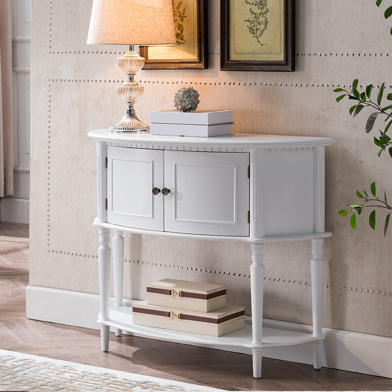 Mid-Century Modern Wooden End Table Half Moon Accent Table for Hall 38"L x 15"W x 35"H White Clearhalo 'Console Tables' 'console_tables' 'Entry & Mudroom Furniture' 'furn' 'furn_console_tables' 'Furniture' 6774581