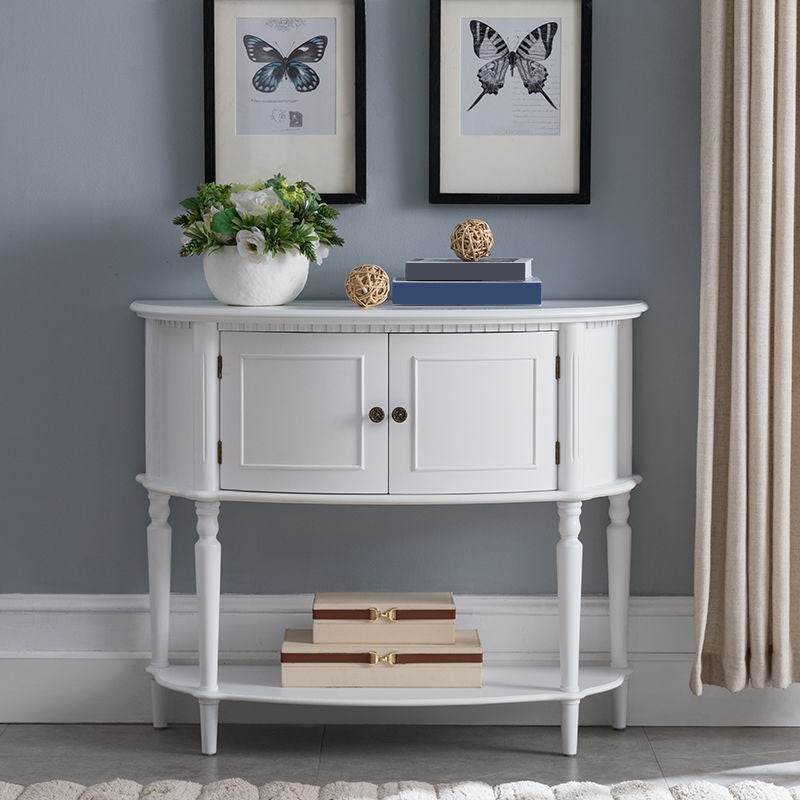 Mid-Century Modern Wooden End Table Half Moon Accent Table for Hall White Clearhalo 'Console Tables' 'console_tables' 'Entry & Mudroom Furniture' 'furn' 'furn_console_tables' 'Furniture' 6774588