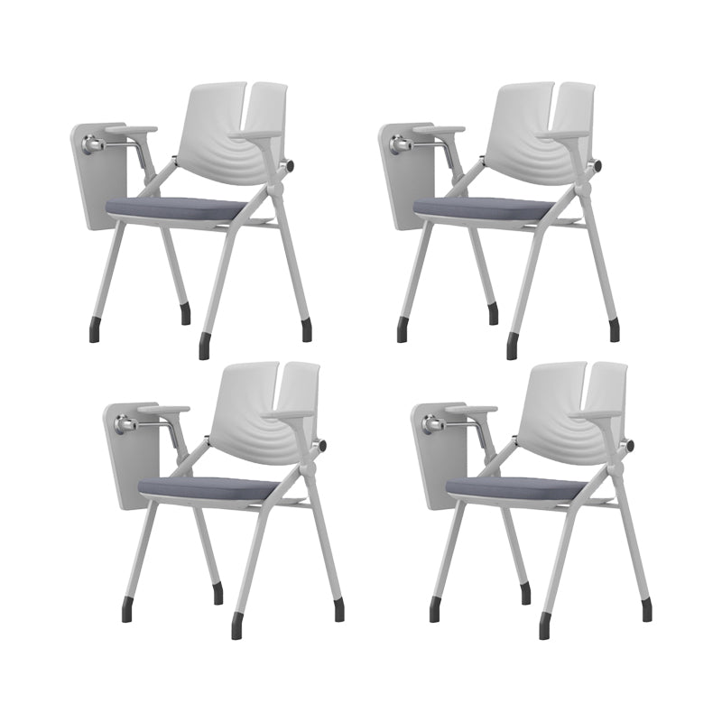 Contemporary Fixed Arms Conference Chair Plastic Chair for Office With Writing Pad Gray 4 Piece Set Clearhalo 'furn' 'furn_office_chair' 'Furniture' 'Office Chairs' 'Office Furniture' 'office_chair' 6774688
