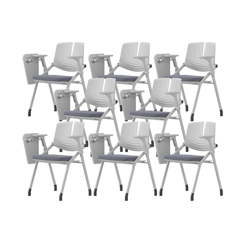 Contemporary Fixed Arms Conference Chair Plastic Chair for Office With Writing Pad Gray 8 Piece Set Clearhalo 'furn' 'furn_office_chair' 'Furniture' 'Office Chairs' 'Office Furniture' 'office_chair' 6774691