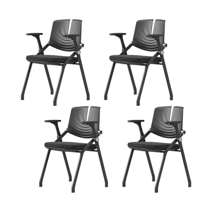Contemporary Fixed Arms Conference Chair Plastic Chair for Office Without Writing Pad Black 4 Piece Set Clearhalo 'furn' 'furn_office_chair' 'Furniture' 'Office Chairs' 'Office Furniture' 'office_chair' 6774698