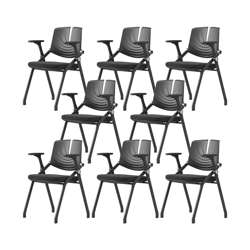 Contemporary Fixed Arms Conference Chair Plastic Chair for Office Without Writing Pad Black 8 Piece Set Clearhalo 'furn' 'furn_office_chair' 'Furniture' 'Office Chairs' 'Office Furniture' 'office_chair' 6774699