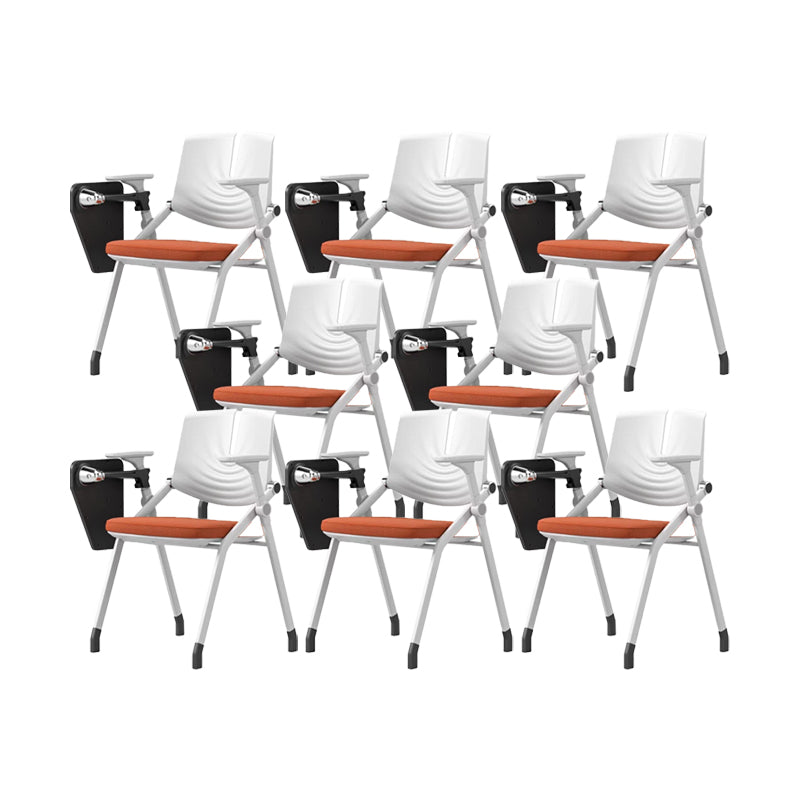 Contemporary Fixed Arms Conference Chair Plastic Chair for Office With Writing Pad Orange 8 Piece Set Clearhalo 'furn' 'furn_office_chair' 'Furniture' 'Office Chairs' 'Office Furniture' 'office_chair' 6774701