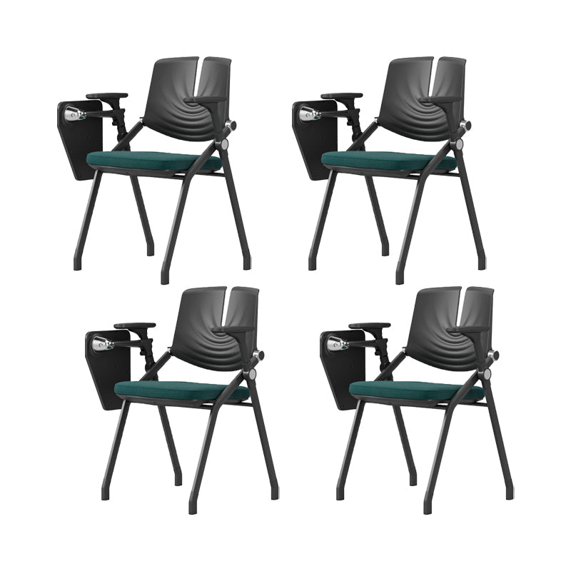 Contemporary Fixed Arms Conference Chair Plastic Chair for Office With Writing Pad Dark Green 4 Piece Set Clearhalo 'furn' 'furn_office_chair' 'Furniture' 'Office Chairs' 'Office Furniture' 'office_chair' 6774702