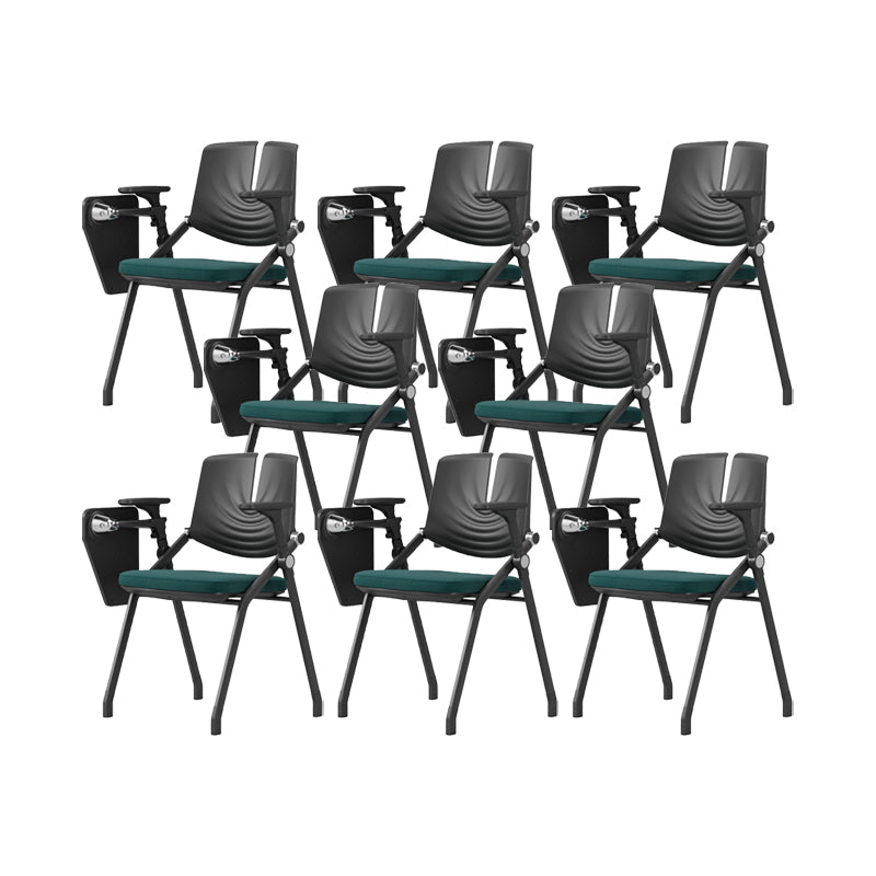 Contemporary Fixed Arms Conference Chair Plastic Chair for Office With Writing Pad Dark Green 8 Piece Set Clearhalo 'furn' 'furn_office_chair' 'Furniture' 'Office Chairs' 'Office Furniture' 'office_chair' 6774703