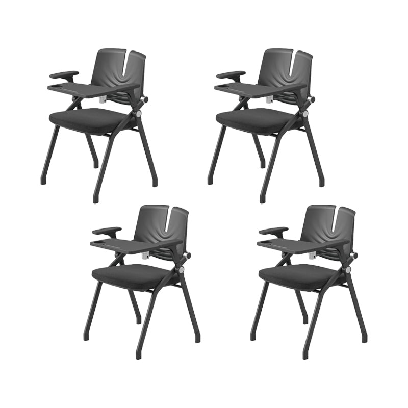 Contemporary Fixed Arms Conference Chair Plastic Chair for Office With Writing Pad Black 4 Piece Set Clearhalo 'furn' 'furn_office_chair' 'Furniture' 'Office Chairs' 'Office Furniture' 'office_chair' 6774706