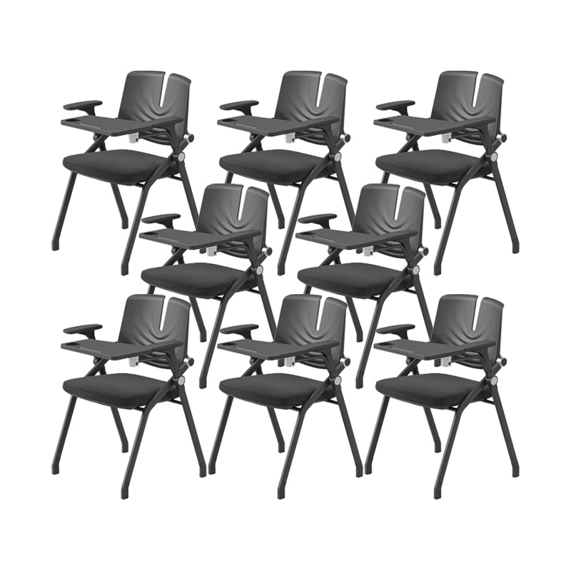 Contemporary Fixed Arms Conference Chair Plastic Chair for Office With Writing Pad Black 8 Piece Set Clearhalo 'furn' 'furn_office_chair' 'Furniture' 'Office Chairs' 'Office Furniture' 'office_chair' 6774707