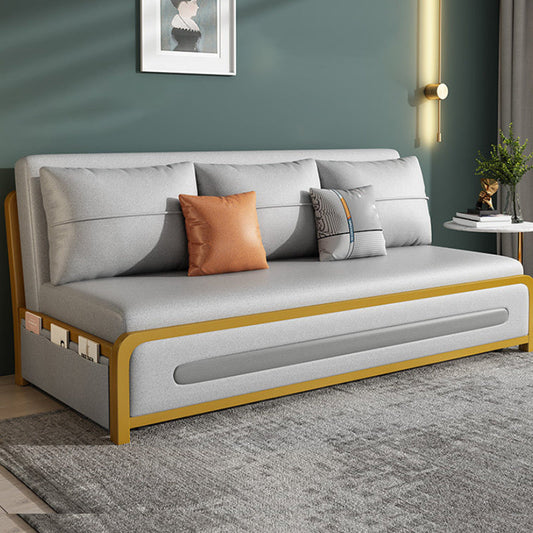Faux Leather Armless Sofa Bed Glam Styled Gray Upholstered Sleeper Clearhalo 'furn' 'furn_futons' 'Furniture' 'Futons & Daybeds' 'Futons' 'Living Room Furniture' 6775380