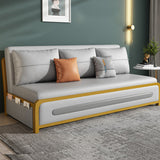 Faux Leather Armless Sofa Bed Glam Styled Gray Upholstered Sleeper Clearhalo 'furn' 'furn_futons' 'Furniture' 'Futons & Daybeds' 'Futons' 'Living Room Furniture' 6775380