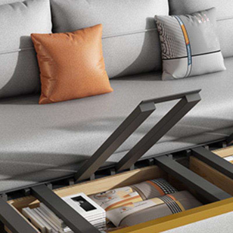 Faux Leather Armless Sofa Bed Glam Styled Gray Upholstered Sleeper Clearhalo 'furn' 'furn_futons' 'Furniture' 'Futons & Daybeds' 'Futons' 'Living Room Furniture' 6775385