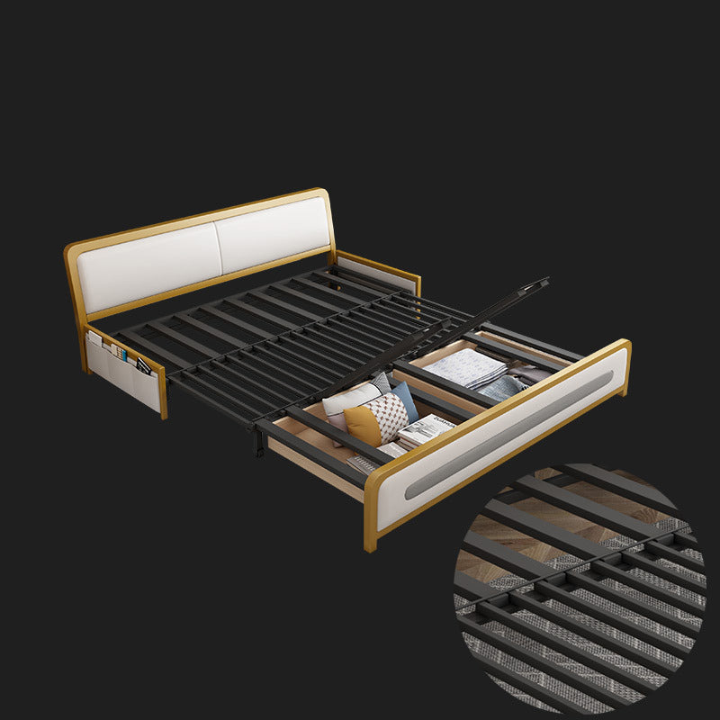 Faux Leather Armless Sofa Bed Glam Styled Gray Upholstered Sleeper Clearhalo 'furn' 'furn_futons' 'Furniture' 'Futons & Daybeds' 'Futons' 'Living Room Furniture' 6775388