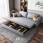 Scandinavian Faux Leather Sleeper Pillow Top Arms Sofa Bed with Storage