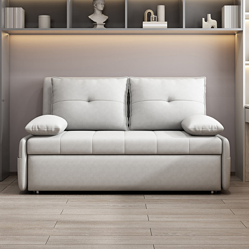 Sofá de brazos de almohada de cuero de cuero sintético contemporáneo en gris