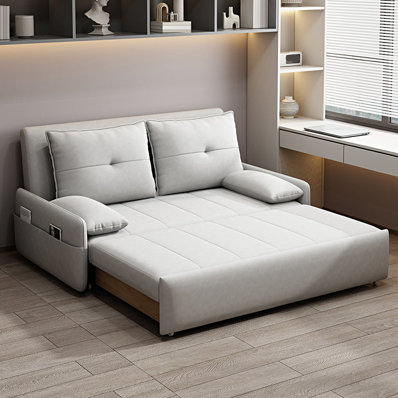 Sofá de brazos de almohada de cuero de cuero sintético contemporáneo en gris