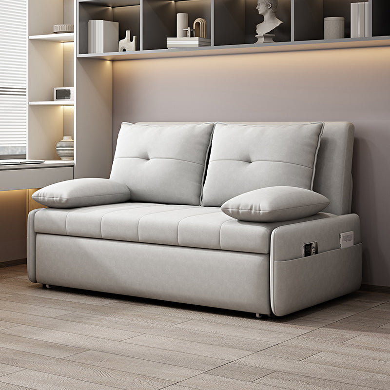 Sofá de brazos de almohada de cuero de cuero sintético contemporáneo en gris