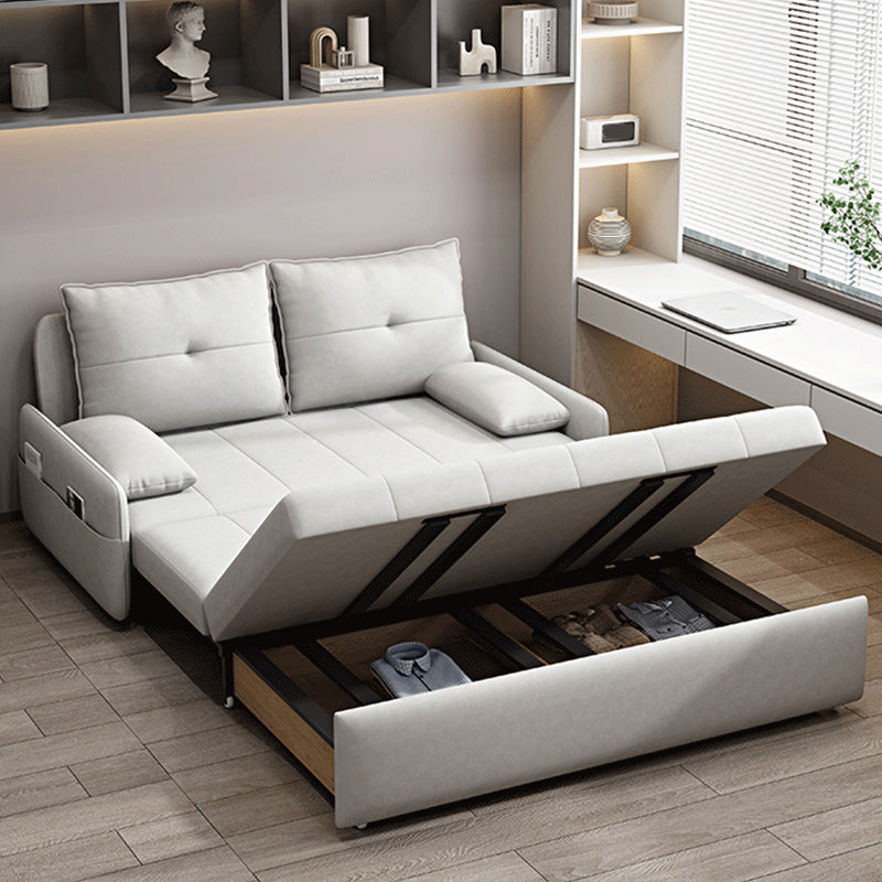 Sofá de brazos de almohada de cuero de cuero sintético contemporáneo en gris