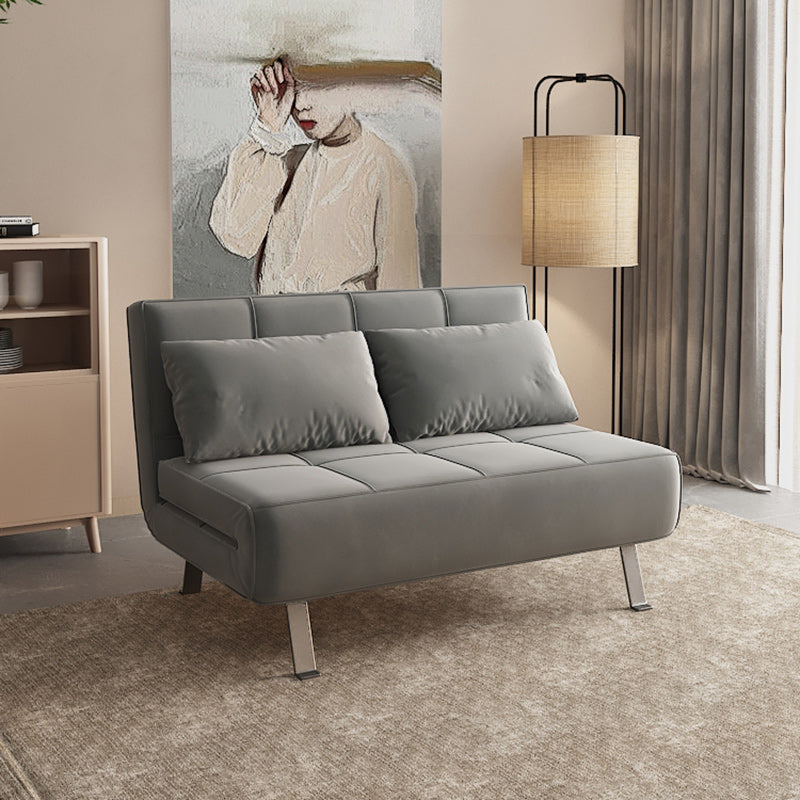 Glam Cushion Back Sleeper Sofa Solid Color Armless Sofa Bed with Pillows Grey Clearhalo 'furn' 'furn_futons' 'Furniture' 'Futons & Daybeds' 'Futons' 'Living Room Furniture' 6775570