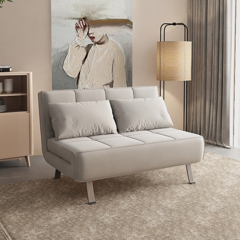 Glam Cushion Back Sleeper Sofa Solid Color Armless Sofa Bed with Pillows Light Gray Clearhalo 'furn' 'furn_futons' 'Furniture' 'Futons & Daybeds' 'Futons' 'Living Room Furniture' 6775571