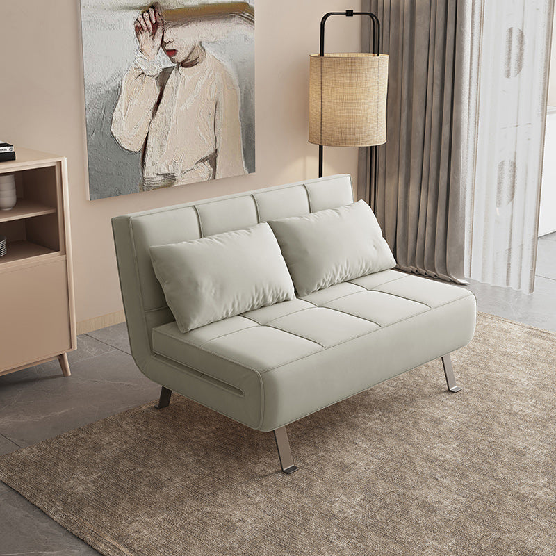 Glam Cushion Back Sleeper Sofa Solid Color Armless Sofa Bed with Pillows Off-White Clearhalo 'furn' 'furn_futons' 'Furniture' 'Futons & Daybeds' 'Futons' 'Living Room Furniture' 6775575