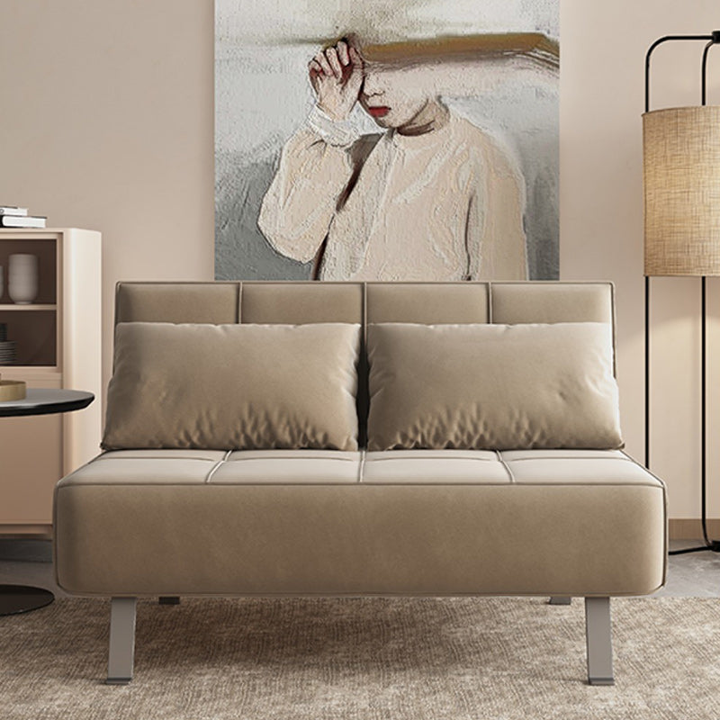 Glam Cushion Back Sleeper Sofa Solid Color Armless Sofa Bed with Pillows Clearhalo 'furn' 'furn_futons' 'Furniture' 'Futons & Daybeds' 'Futons' 'Living Room Furniture' 6775583