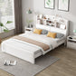 Modern Platform Bed 39.37" High Solid Wood Bed Frame with Shelves and Mattress