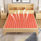 Modern Platform Bed 35.43" High Solid Wood Bed Frame with Shelves