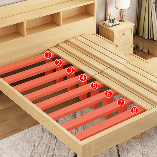 Lit plate-forme moderne 35,43 "Cadre de lit en bois massif haut avec étagères