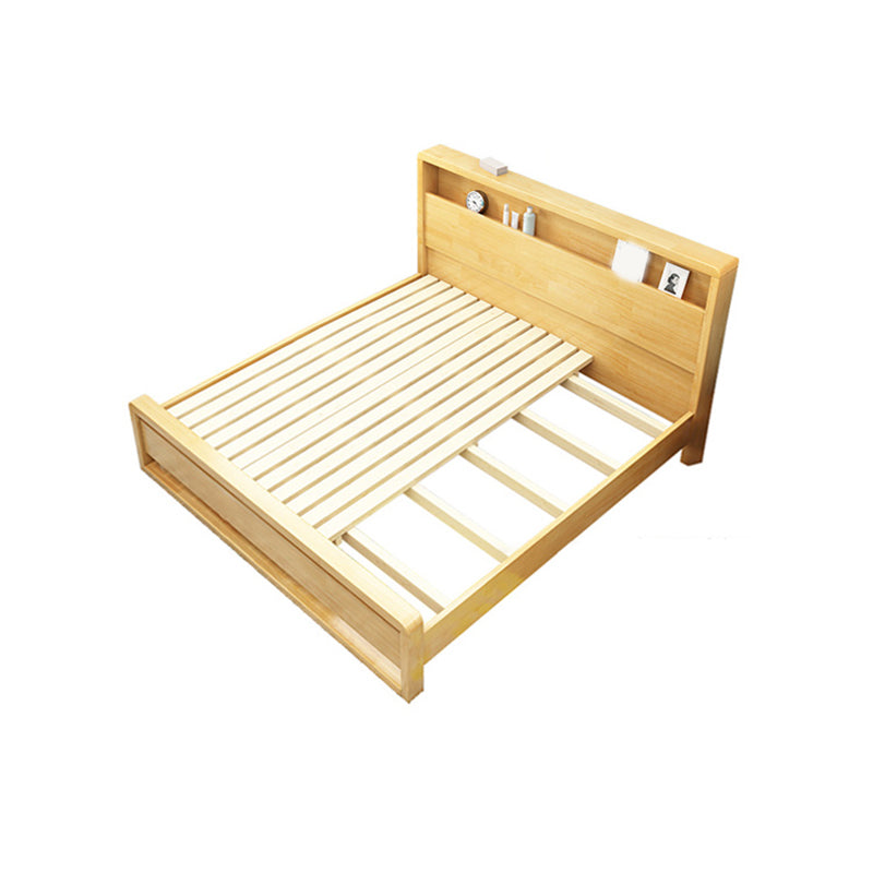 Eigentijds standaardbed met planken en rechthoekige hoofdeinde