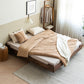Natural Solid Wood Panel Bed Brown Contemporary Standard Bed