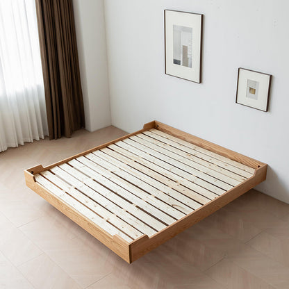 Natural Solid Wood Panel Bed Brown Contemporary Standard Bed