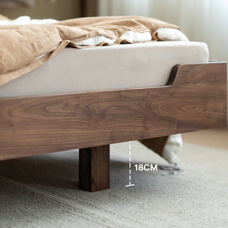 Natural Solid Wood Panel Bed Brown Contemporary Standard Bed