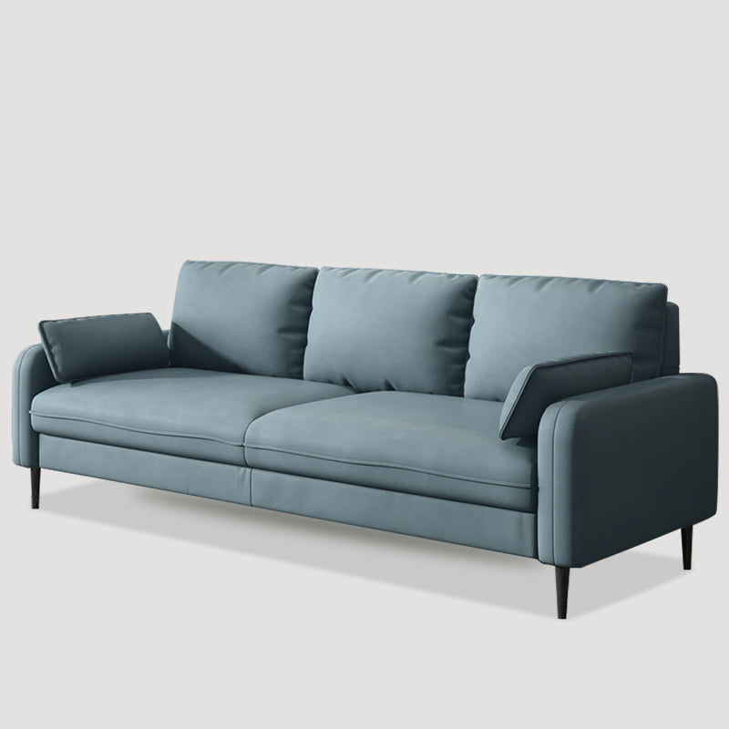 Scandinavian Faux Leather Sofa with Pillow Top Arms for 3 People Sky Blue Clearhalo 'furn' 'furn_sofas' 'Furniture' 'Living Room Furniture' 'Sofa' 'sofas' 6776036