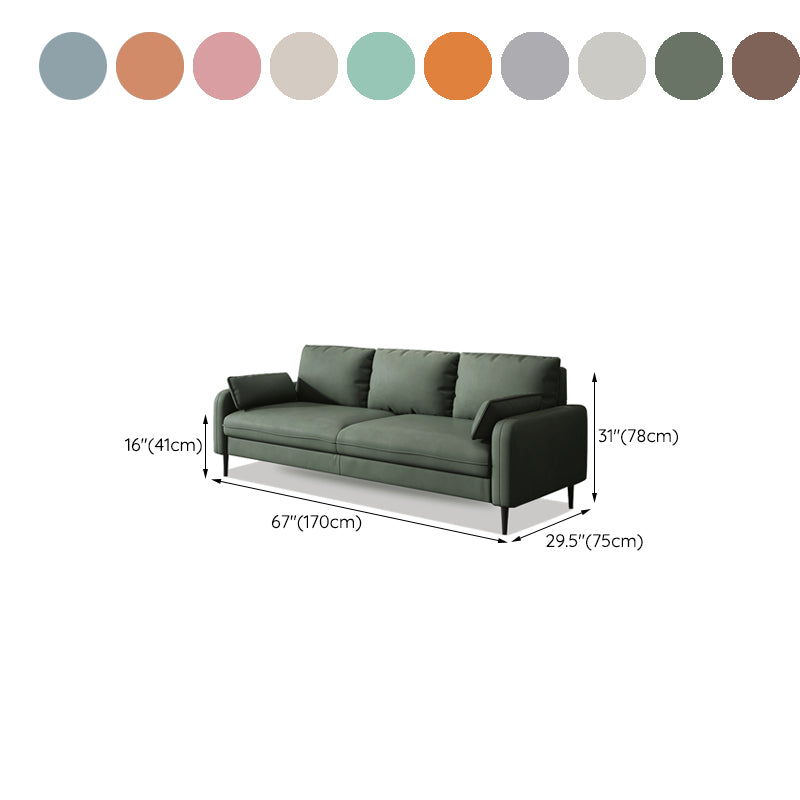 Scandinavian Faux Leather Sofa with Pillow Top Arms for 3 People Clearhalo 'furn' 'furn_sofas' 'Furniture' 'Living Room Furniture' 'Sofa' 'sofas' 6776049