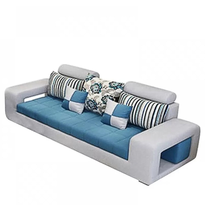 Farmhouse U divano in blu sciodo sciolta in pelle finta/tessuto con deposito