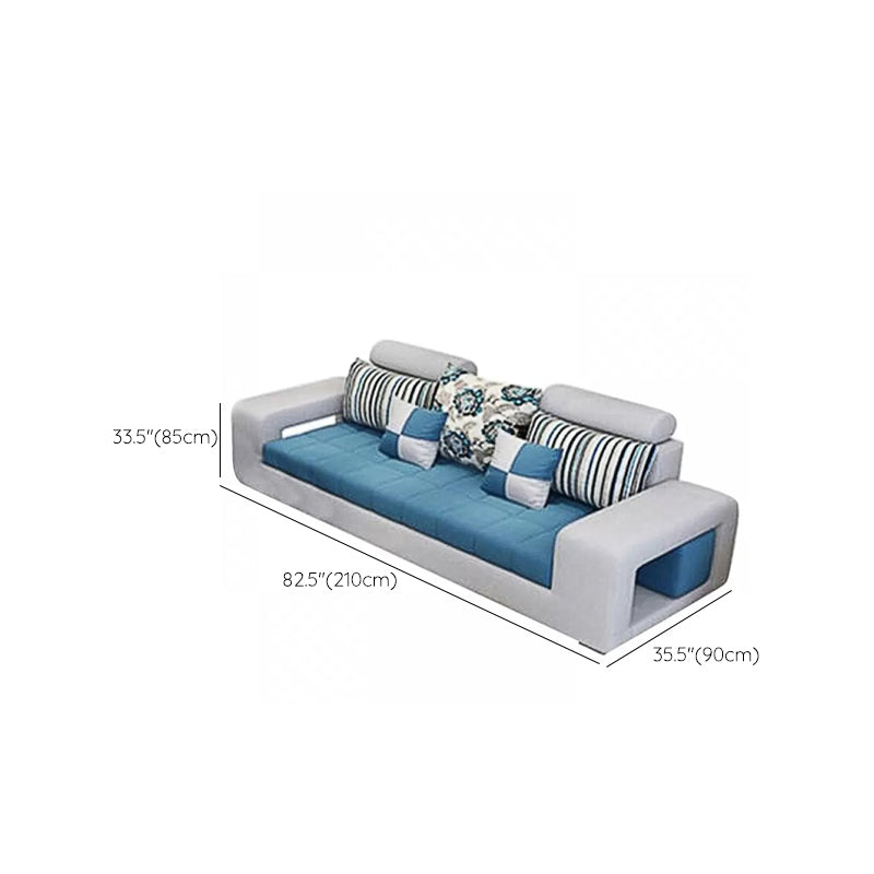 Farmhouse U divano in blu sciodo sciolta in pelle finta/tessuto con deposito