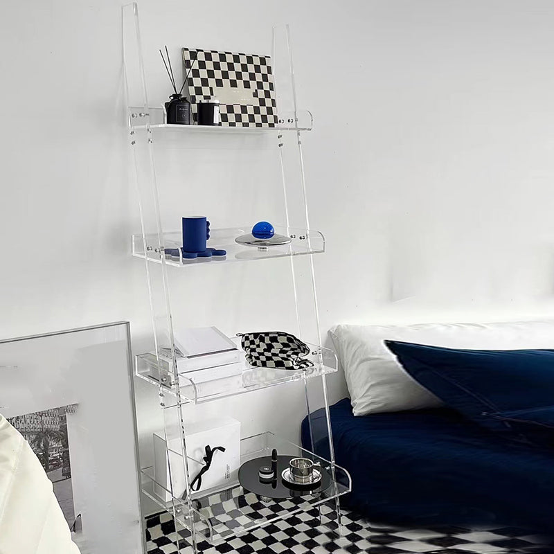 Ladder Open Back Standard Bookshelf Acrylic Modern Style Bookcase
