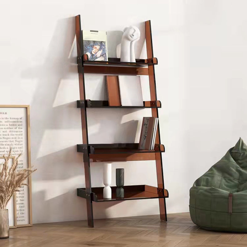 Ladder Open Back Standard Bookshelf Modern Style Acrylic Bookcase