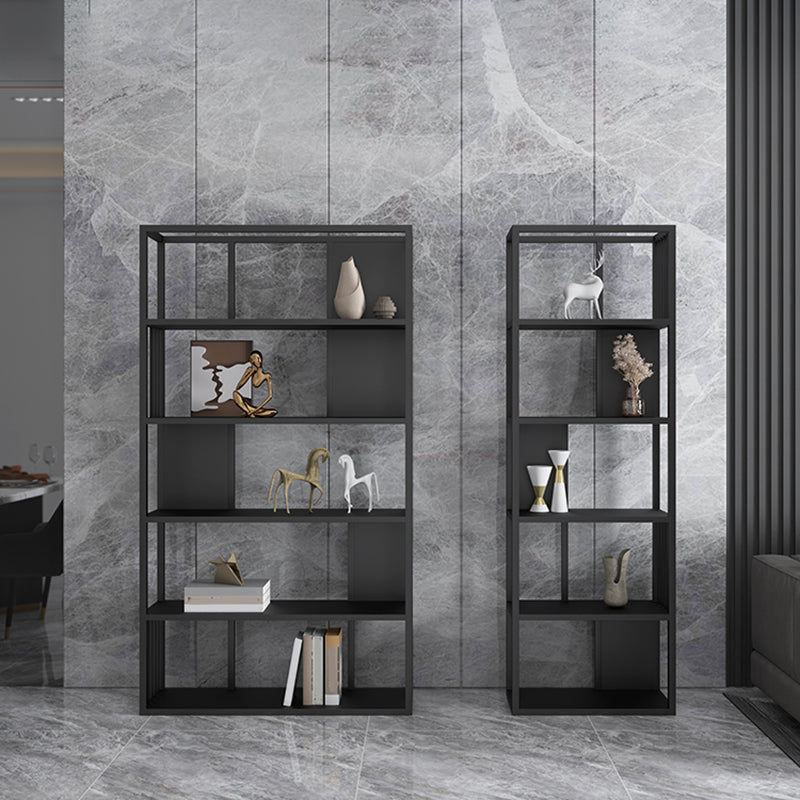 Industrial Metal Bookshelf Standard Black Open Back Bookcase with Shelves Clearhalo 'Bookcases' 'furn' 'furn_bookcases' 'Furniture' 'Office Furniture' 6776301