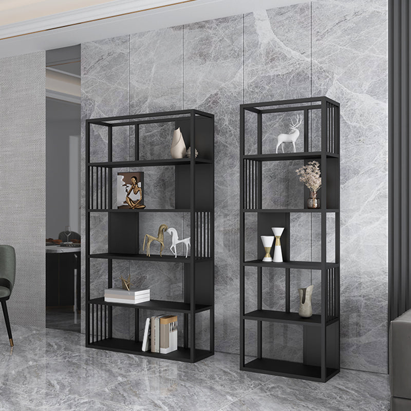 Industrial Metal Bookshelf Standard Black Open Back Bookcase with Shelves Clearhalo 'Bookcases' 'furn' 'furn_bookcases' 'Furniture' 'Office Furniture' 6776304