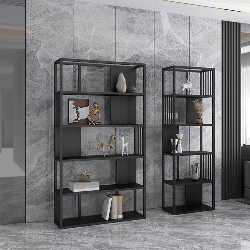 Industrial Metal Bookshelf Standard Black Open Back Bookcase with Shelves Clearhalo 'Bookcases' 'furn' 'furn_bookcases' 'Furniture' 'Office Furniture' 6776305