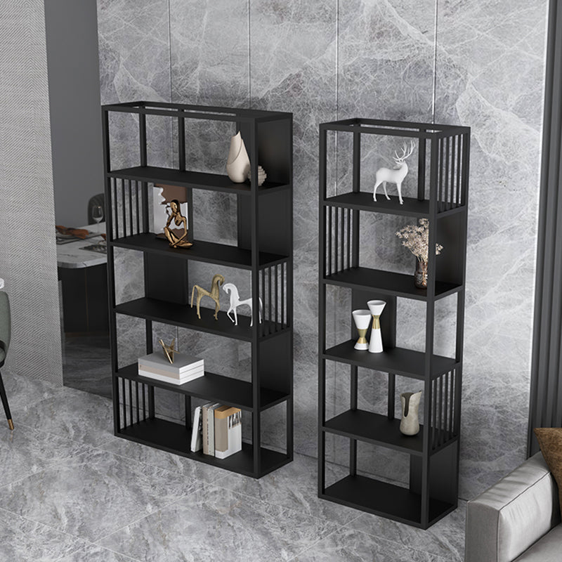 Industrial Metal Bookshelf Standard Black Open Back Bookcase with Shelves Clearhalo 'Bookcases' 'furn' 'furn_bookcases' 'Furniture' 'Office Furniture' 6776306