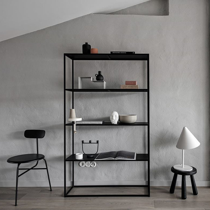 Industrial Metal Bookshelf Etagere Open Back Bookcase with Shelves