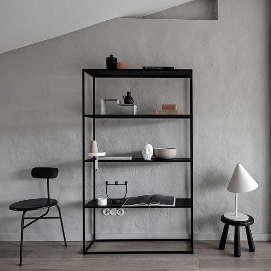 Industrial Metal Bookshelf Etagere Open Back Bookcase with Shelves