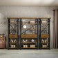 Open Back Standard Bookcase Industrial Wooden Bookshelf with Drawers