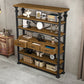 Open Back Standard Bookcase Industrial Wooden Bookshelf with Drawers