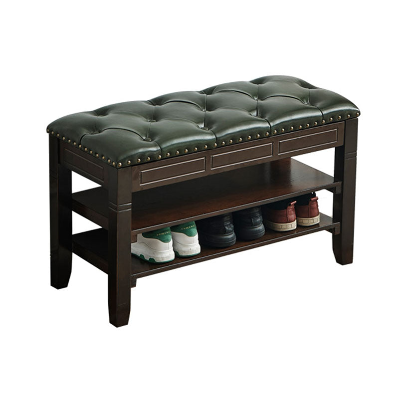 13.65-inch W Traditional Entryway Bench Solid Wood Seating Bench with Upholstered Green Clearhalo 'Benches' 'Chairs & Seating' 'furn' 'furn_benches' 'Furniture' 'Living Room Furniture' 6776574