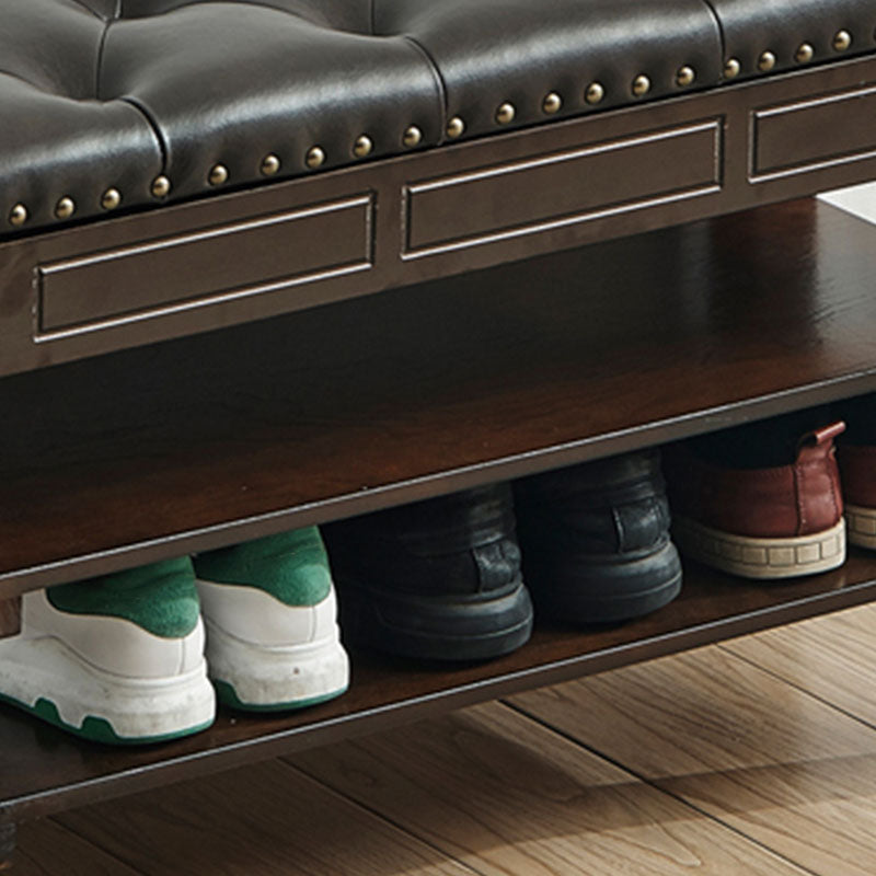 13.65-inch W Traditional Entryway Bench Solid Wood Seating Bench with Upholstered Clearhalo 'Benches' 'Chairs & Seating' 'furn' 'furn_benches' 'Furniture' 'Living Room Furniture' 6776584