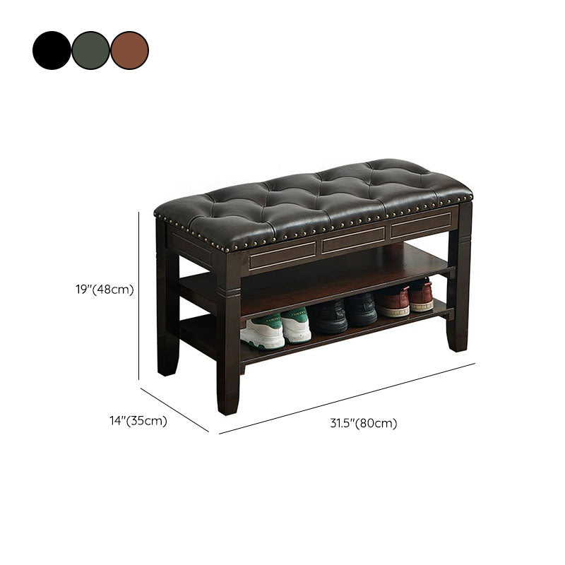 13.65-inch W Traditional Entryway Bench Solid Wood Seating Bench with Upholstered Clearhalo 'Benches' 'Chairs & Seating' 'furn' 'furn_benches' 'Furniture' 'Living Room Furniture' 6776592